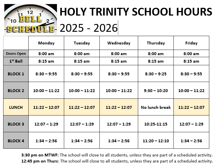 25-26 Bell Schedule